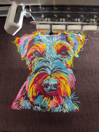 ミニチュアシュナウザー　高密度刺繍　クッションカバー
