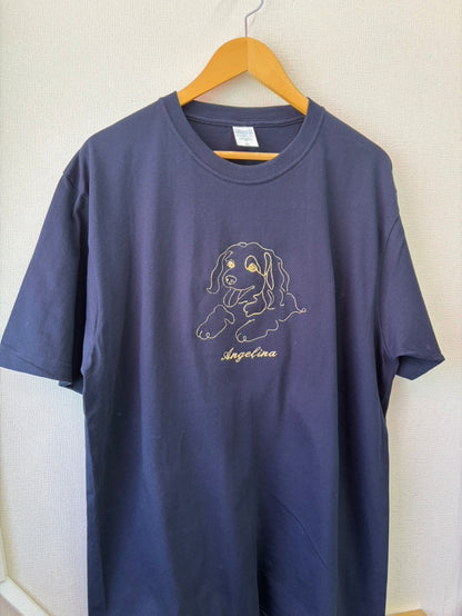 ペット刺繍　ラインアートスタイル｜Tシャツ（顔 or 全身・１匹のみ）