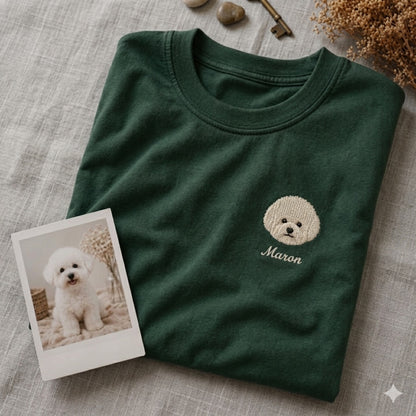 ペット刺繍　半袖Tシャツ　イラストスタイル