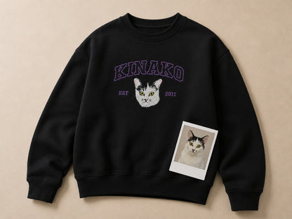 白猫のペット刺繍トレーナー　スウェットの画像