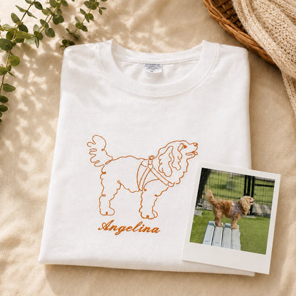 ペット刺繍　ラインアートスタイル｜Tシャツ（顔 or 全身・１匹のみ）