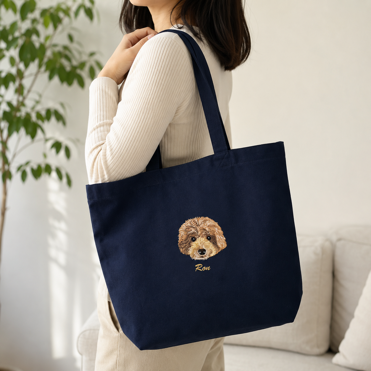 ペット刺繍　リアルスタイル｜トートバッグ（顔 or 全身 １匹のみ）